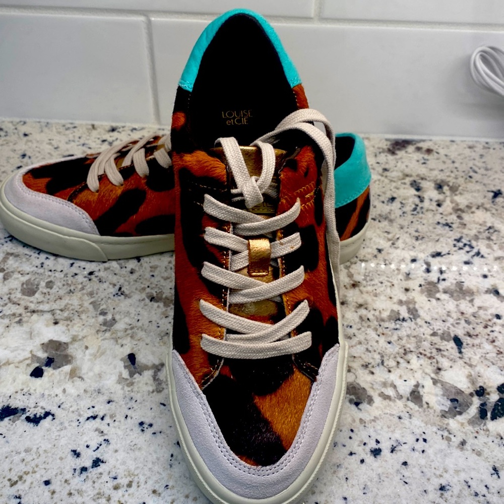 Brand new sneakers!  Leopard print, suede and a dash of gold leather